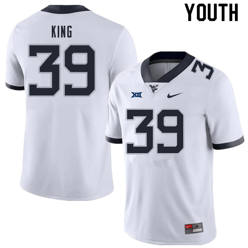 Youth #39 Danny King West Virginia Mountaineers College Football Jerseys Sale-White